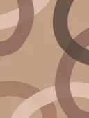 Abstract patroon van overlappende cirkelvormen in terracotta en taupe tinten.