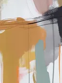 Abstract schilderij met aardse kleurvlakken in oker en mosgroen