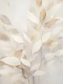 Abstract patroon van bladvormen in crème en beige.