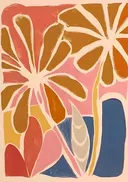 Abstract retro bloemenpatroon in pastelkleuren