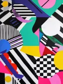 Abstract geometrisch schilderij, kleurrijke vormen en strepen