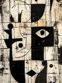 Abstract cubistisch gezicht in zwart en crème