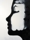 Expressionistisch schilderij van een zwart gezichtsprofiel