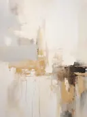 Abstract schilderij met crèmekleurige, gouden en zwarte structuren.