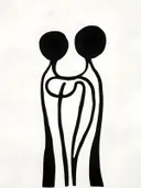 Abstracte lijntekening van twee figuren