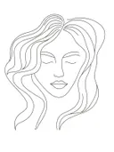 Lijntekening van vrouwengezicht met golvend haar