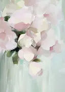 Abstract bloemenschilderij in roze tinten