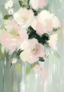 Abstract schilderij van witte rozen