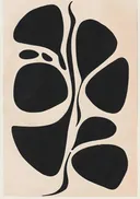 Abstract schilderij met verticale zwarte bladvormen