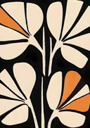 Abstracte bloemblaadjes op crème, botanisch schilderij