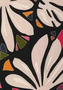 Abstract botanisch patroon in crème en zwart