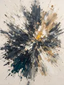 Schilderij: abstracte compositie als kleurexplosie in antraciet