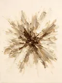 Schilderij: abstracte compositie als kleurexplosie in crème