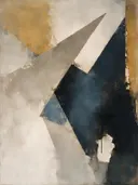 Schilderij: abstracte compositie gelaagd en geometrisch met oranje