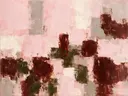 Schilderij: abstracte compositie in dunne laagjes, poederroze