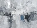 Schilderij: abstracte compositie in dunne laagjes, zilver