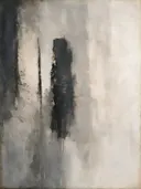 Schilderij: abstracte compositie in een enkele kleur zo zwaar als steen met oker