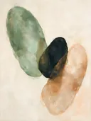 Schilderij: abstracte compositie in organische vormen, saliegroen