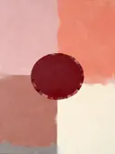 Schilderij: abstracte compositie met een cirkel in roze