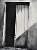 Abstract zwart-wit schilderij van een deur