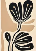 Abstracte illustratie van droogbloemen in zwart