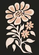 Grafisch schilderij van een gerbera op zwarte achtergrond