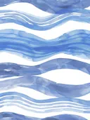 Abstract aquarel met golvende blauwe horizonlagen