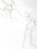 Abstracte tekening met dunne golvende lijnen