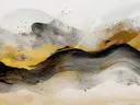 Abstract berglandschap schilderij in goud en zwart