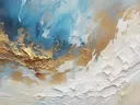 Abstract schilderij in blauw en goud