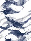 Abstract inktschilderij met dynamische blauwe penseelstreken