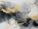 Abstract inktschilderij in zwart en goud