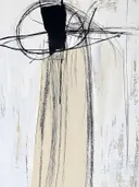 Abstracte zwarte krabbels op beige achtergrond