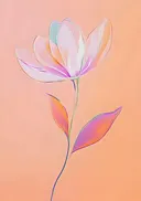 Abstracte illustratie van een magnoliabloem op perzikkleurige achtergrond
