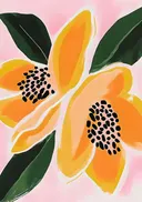 Abstract schilderij van een oranje magnoliabloem