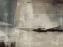 Abstract schilderij met organische vormen in taupe en grijs
