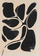 Abstract schilderij met organische zwarte vormen