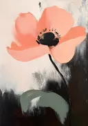 Abstract schilderij van een perzikkleurige klaproos