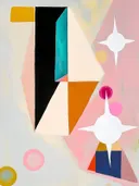 Abstracte piek met witte sterren, abstract schilderij