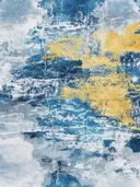 Abstract schilderij met textuur in goud en marineblauw