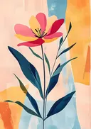 Abstract schilderij van een kleurrijke tulp