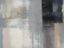 Abstract schilderij met donkere vlakken in antraciet en marineblauw