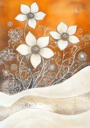 Abstract schilderij van witte bloemen