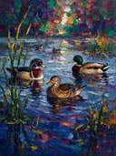 Allerlei dieren aan de waterkant, schilderij met verschillende dieren