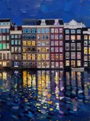 Amersfoort, gracht in bijna abstract, schilderij van Amersfoort