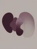 Amoebevlekken in de stijl Organic Geometry, in diep aubergine, pruim en verstoft lila, met bleek oestergrijs