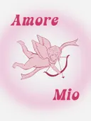 Illustratie van Cupido met de tekst amore mio