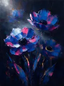 Anemoon van dichtbij in kobaltmagenta, schilderij van anemoon van dichtbij