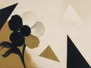Schilderij van anemoon van dichtbij in zwart en gebroken wit