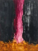 Abstract landschap in antraciet en magenta